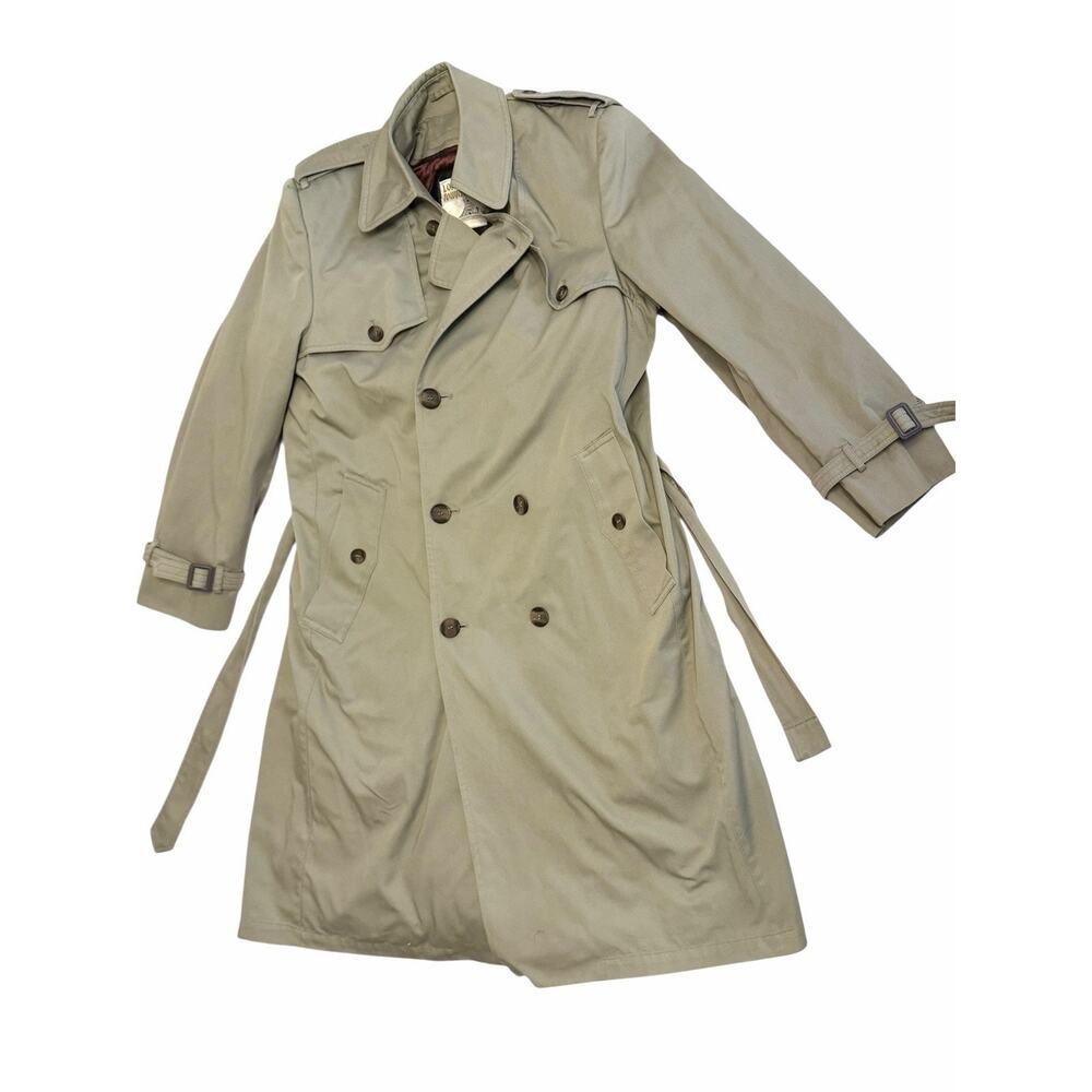 LONDON TOWNE Men’s 40 Double Breasted Trench Coat Zip Out Lining VINTAGE 3400-8